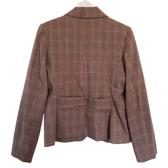 Harve Bernard Notched Lapel One Button Plaid Blazer Brown Color Women’s 8 - Picture 3 of 15
